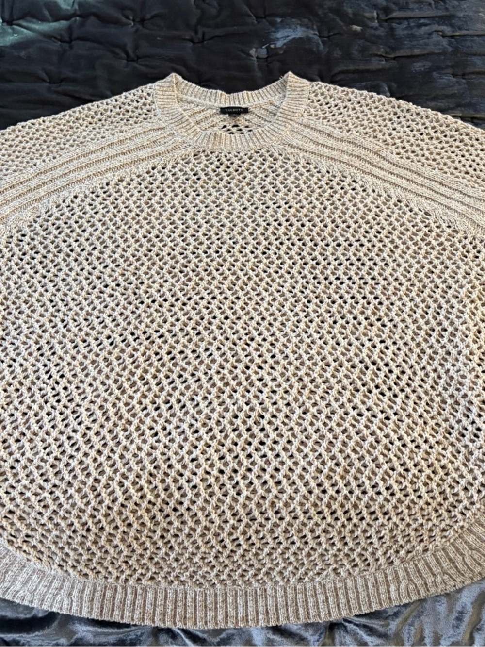Talbots Open-Knit Cream Sweater Poncho